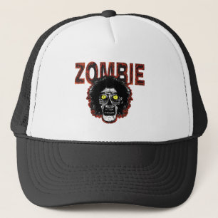 ZOMBIE mit Kopf Schwarz und Orange Truckerkappe