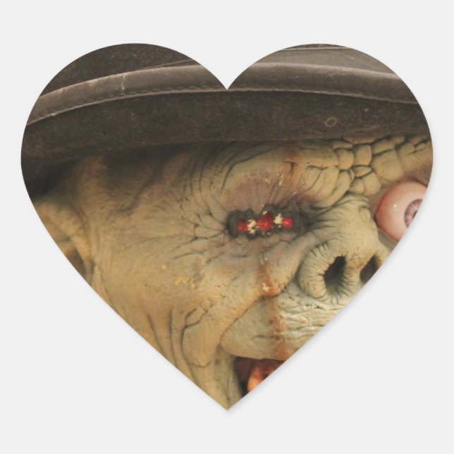 Zombie mit Zigar und Top Hat Herz-Aufkleber (Vorderseite)