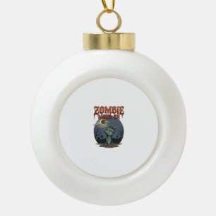 Zombie-Modus Halloween-Hand-Mond-Friedhof_1 Keramik Kugel-Ornament