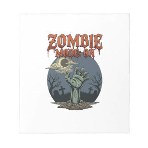 Zombie-Modus Halloween-Hand-Mond-Friedhof_1 Notizblock