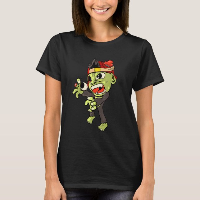 Zombie Monkey Horror Beängstigend Halloween T-Shirt (Vorderseite)