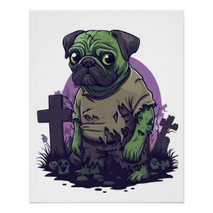 Zombie-Mops � Untoter lustiger Halloween-Hund Poster