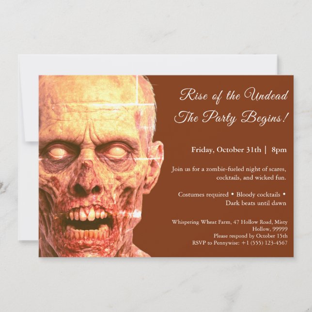 Zombie Night | Halloween Costume Party Einladung (Vorderseite)