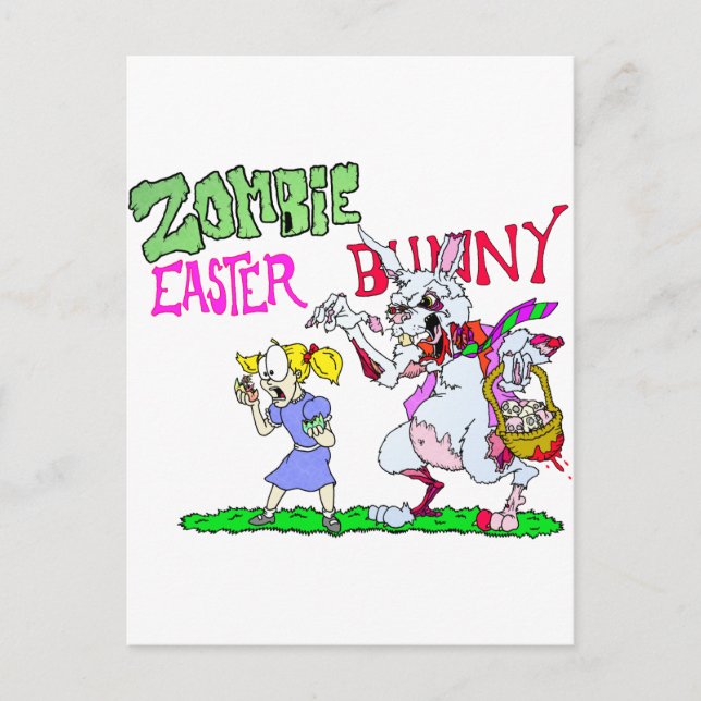 Zombie Oaster Bunny Feiertagspostkarte (Vorderseite)