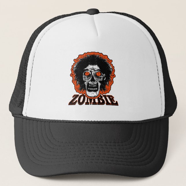 ZOMBIE Orange Eyes Hair Truckerkappe (Vorderseite)