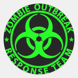Zombie Outbreak Response Team Neon Green Runder Aufkleber