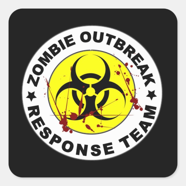 Zombie Outbreak Response Team. Quadratischer Aufkleber (Vorderseite)