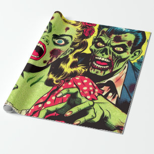 Zombie-Pärchen Retro-Comics Geschenkpapier