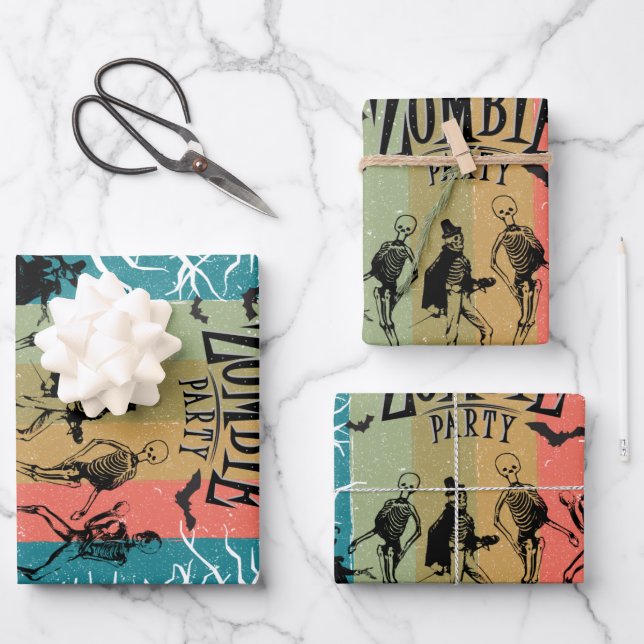 Zombie-Party, Halloween Geschenkpapier Set (Vorderseite)