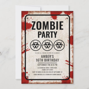 Zombie-Party mit Biogefährdungssymbolen und Blutfl Einladung