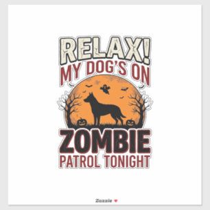 Zombie-Patrouillen-Hund Halloween Vintage-Stich De Aufkleber