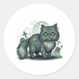Zombie Persian - Fluffy Persian Cat Halloween Runder Aufkleber
