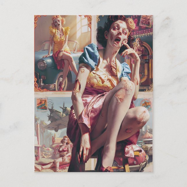 Zombie Pin-Up I Postkarte (Vorderseite)