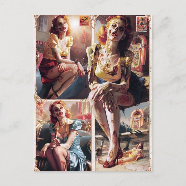 Zombie Pin-Up II Postkarte (Vorderseite)