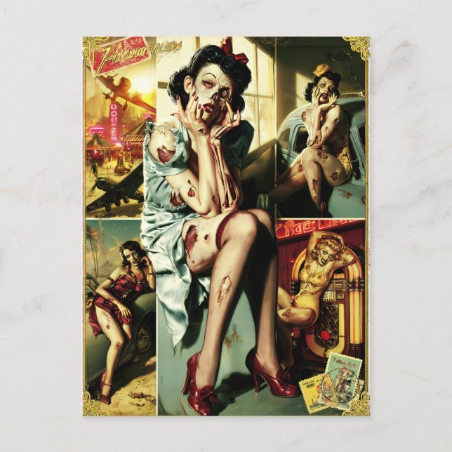 Zombie Pin-Up's II Postkarte (Vorderseite)