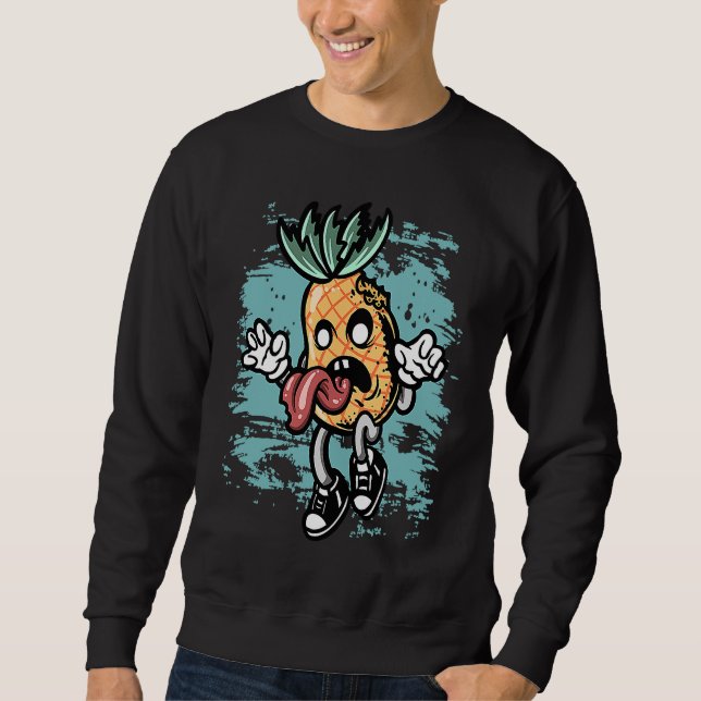 Zombie Pineapple Graphic Zombie Halloween Costume Sweatshirt (Vorderseite)