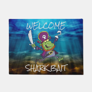 ZOMBIE PIRATE CARTOON SHARK BAIT DOORMAT FUßMATTE