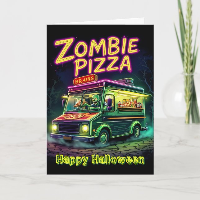 Zombie Pizza in Ihrer Nachbarschaft zu Halloween! Karte (Vorderseite)