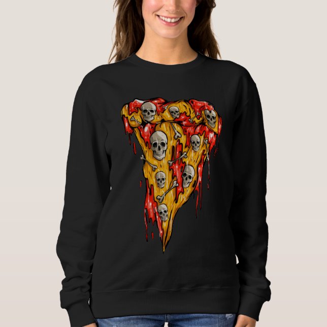 Zombie Pizza Slice Skulls Skeleton Pizza Hallowee Sweatshirt (Vorderseite)