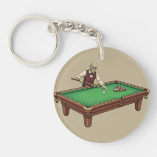 Zombie Poolspieler Billard Originalkunst Schlüsselanhänger