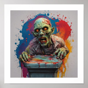 Zombie Posing für Halloween-Poster Poster