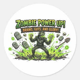 Zombie Power Up Gamer Grafik Runder Aufkleber