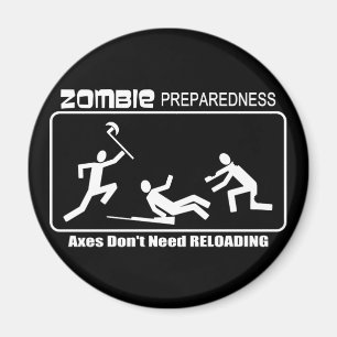 Zombie Preparedness Axes Reloading WHE Design Magnet