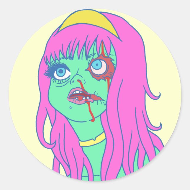 Zombie Princess Runder Aufkleber (Vorderseite)