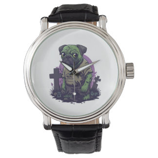 Zombie Pug � Undead Funny Halloween Dog Armbanduhr