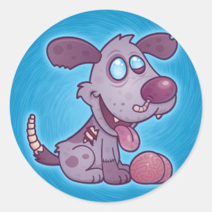 Zombie Puppy Runder Aufkleber