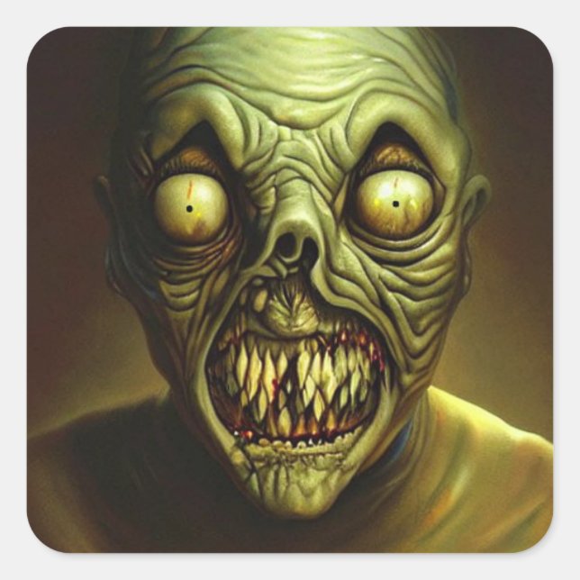 Zombie Quadratischer Aufkleber (Vorderseite)