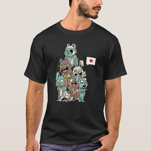 Zombie Rabbit Beängstigend Halloween Bunny T-Shirt (Vorderseite)