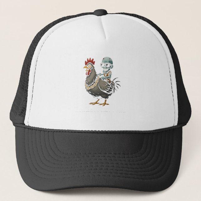Zombie Rider Chicken - Crazy Coffee Tasse Truckerkappe (Vorderseite)