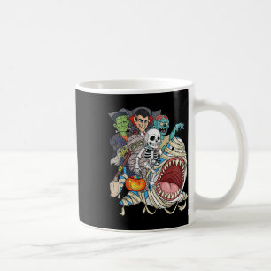 Zombie Riding Mummy Shark Vampire Halloween Pumpki Kaffeetasse