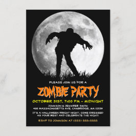 Zombie Rises Apokalypse Party Vollmond Halloween Einladung