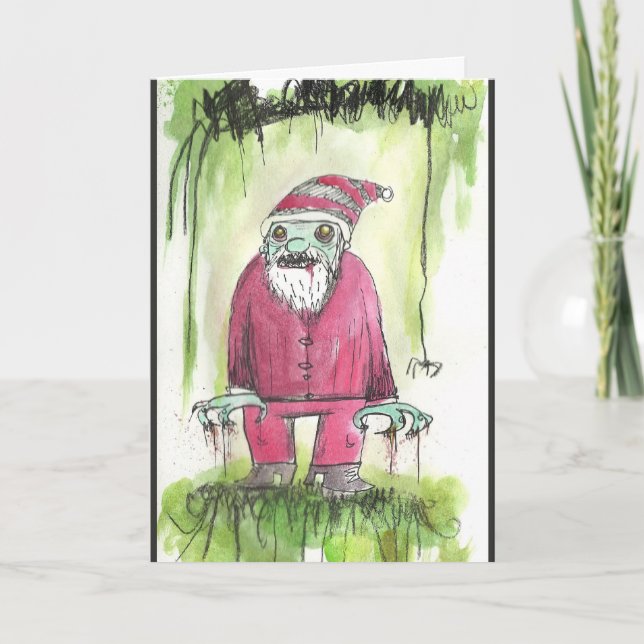 Zombie Santa Card Feiertagskarte (Vorderseite)