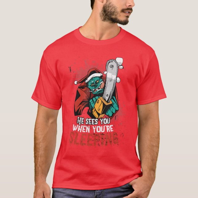 Zombie Santa Chainsaw Horror Movie Lover Gift boy T-Shirt (Vorderseite)