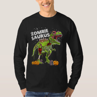 Zombie Saurus Halloween Kids Dinosaur rex T-Shirt