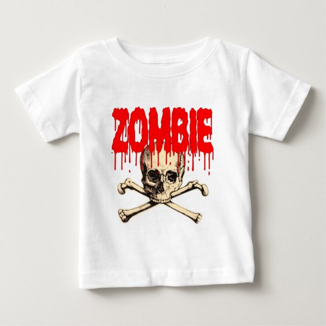 Zombie-Schädel-Rot Baby T-shirt (Vorderseite)