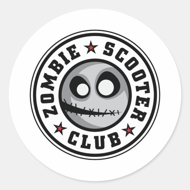 Zombie Scooter Club Runder Aufkleber (Vorderseite)