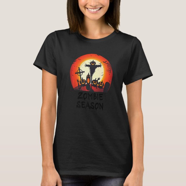 Zombie Season Moonlit Beängstigend Friedhof Kinder T-Shirt (Vorderseite)