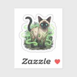 Zombie Siamese - graue siamesische Katze Halloween Aufkleber