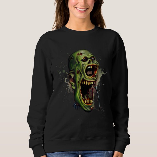 Zombie  Singing Microphone Metal Rock Music Horror Sweatshirt (Vorderseite)