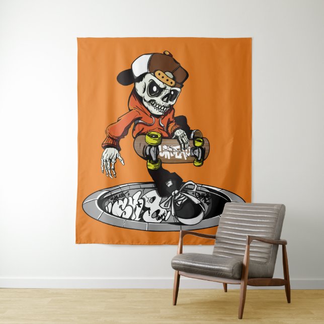 Zombie-Skater-Farbtapeten Wandteppich (Beispiel)