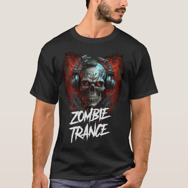 Zombie-Skull-Techno-DJ T-Shirt (Vorderseite)