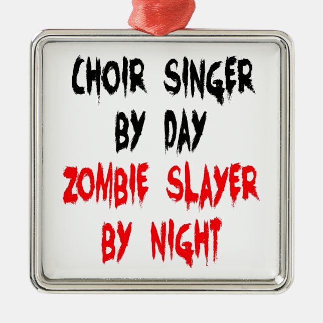 Zombie Slayer Choir Singer Silbernes Ornament (Vorne)