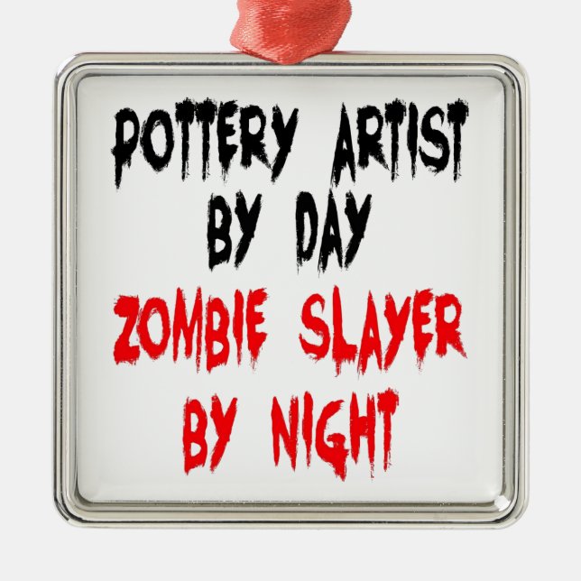 Zombie Slayer Pottery Artist Silbernes Ornament (Vorne)