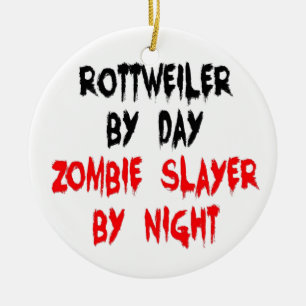 Zombie Slayer Rottweiler Dog Keramik Ornament
