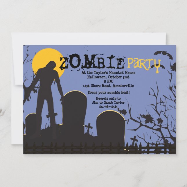 Zombie steigt Halloween-Party-Einladung Einladung (Vorderseite)