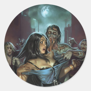 ZOMBIE-TERROR-AUFKLEBER DURCH ALY FIEL RUNDER AUFKLEBER